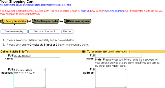 Enter your delivery / mailing / shipping details and billing details and then click on the Checkout: Step 2 of 2 button